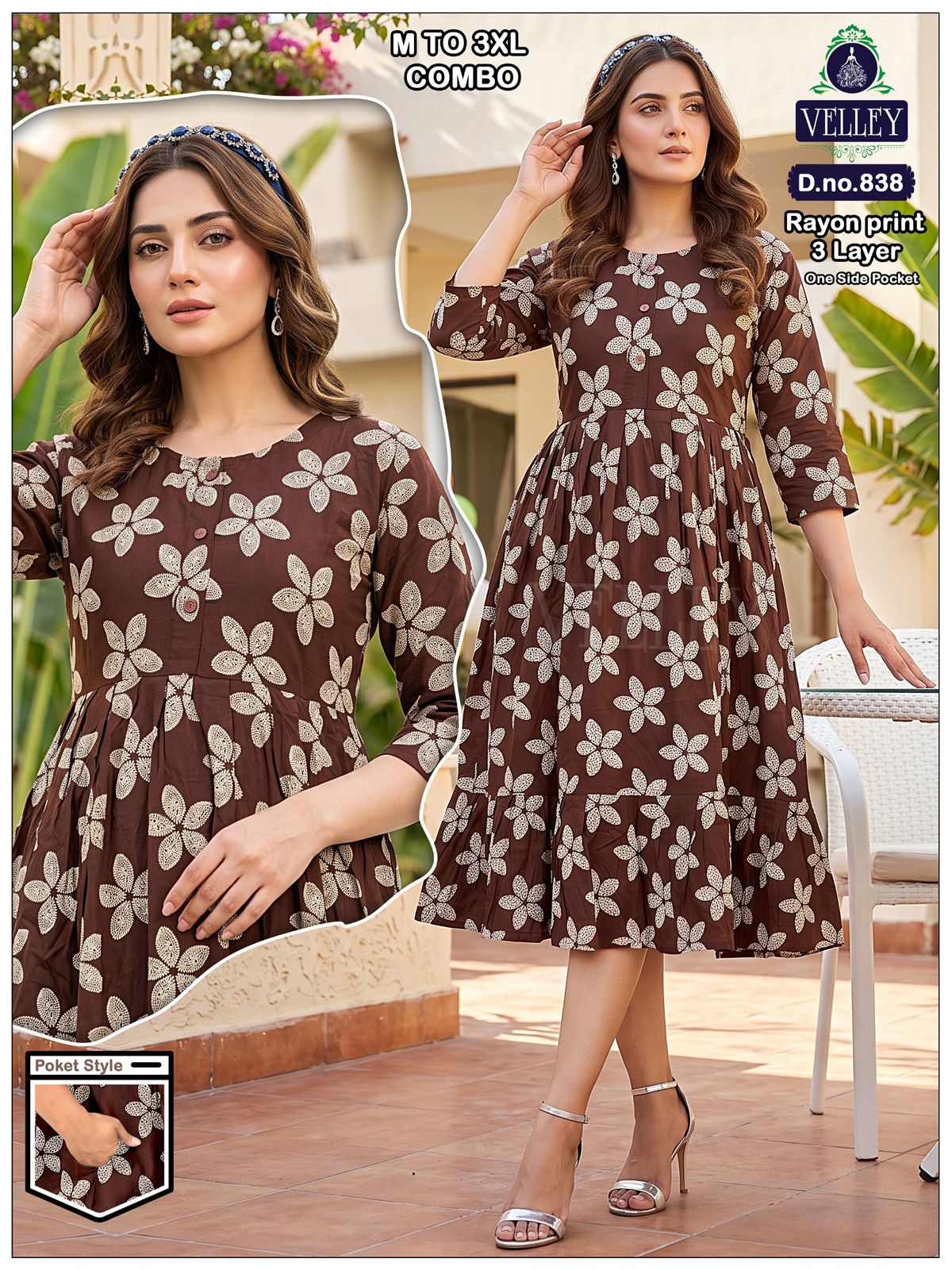 Three Layer 0409 Velley Rayon Anarkali Kurtis Wholesale Price