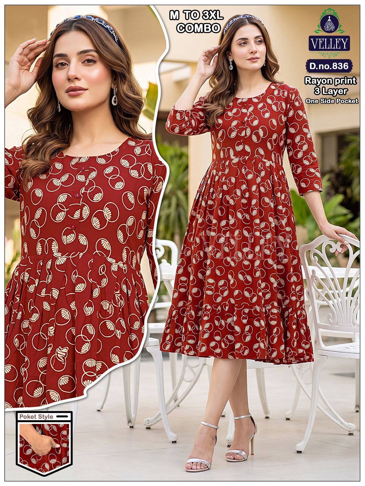 Three Layer 0409 Velley Rayon Anarkali Kurtis Wholesale Price