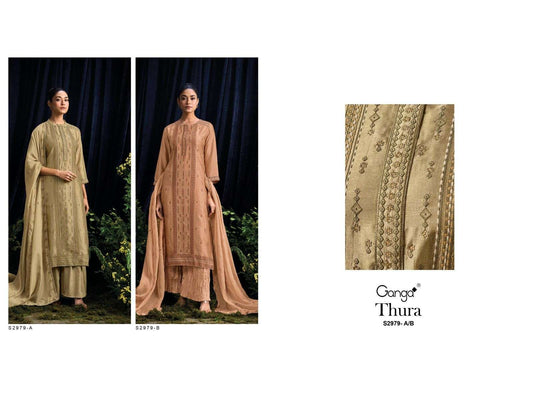 Thura S2979 Ganga Russian Silk Plazzo Style Suits Wholesale Rate