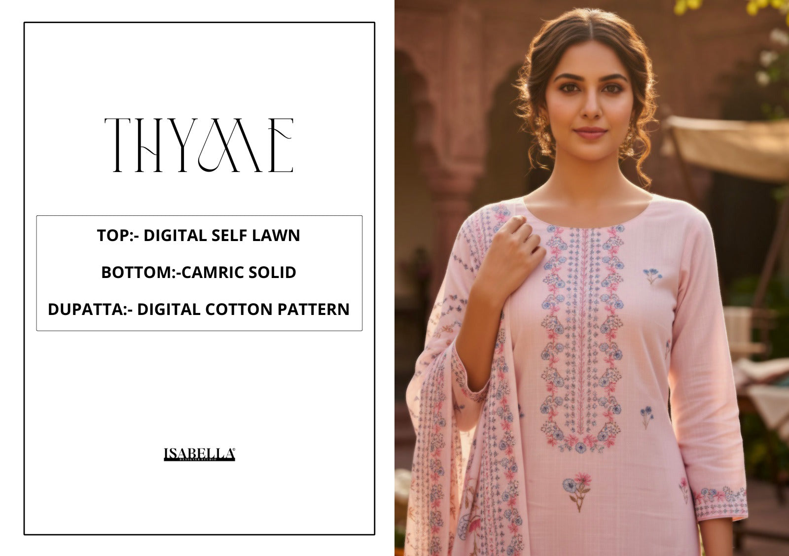 Thyme Yesfab Isabella Lawn Pant Style Suits Manufacturer India