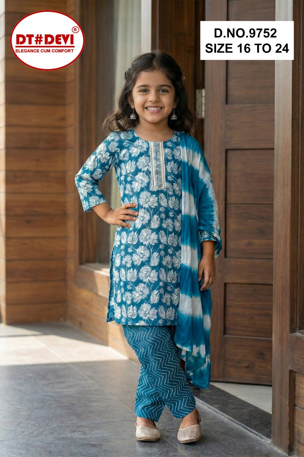 Tia 3 Dn 9752 Dt Devi Capsule Print Girls Readymade Pant Suits Manufacturer Ahmedabad