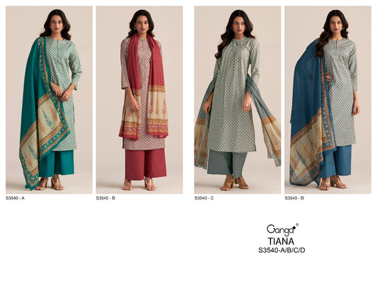 Tiana 3540 Ganga Premium Cotton Plazzo Style Suits Supplier
