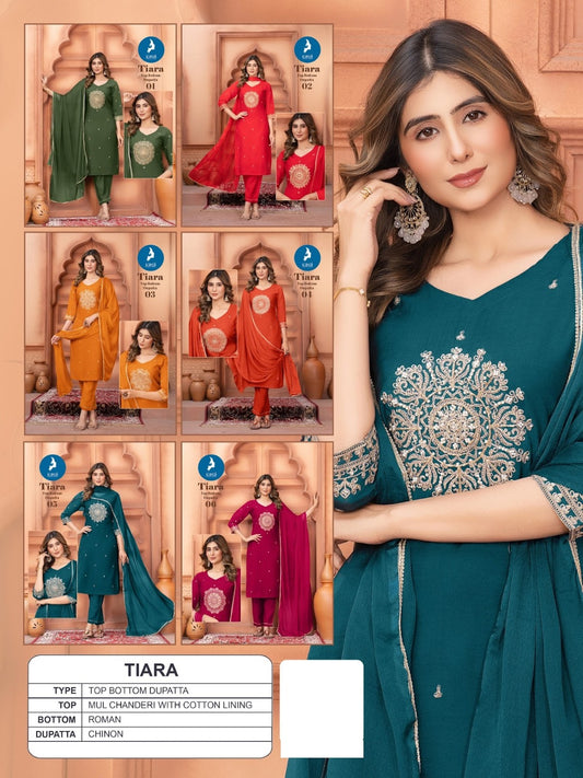 Tiara Kaya Chanderi Readymade Pant Style Suits Exporter India