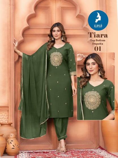 Tiara Kaya Chanderi Readymade Pant Style Suits Exporter India