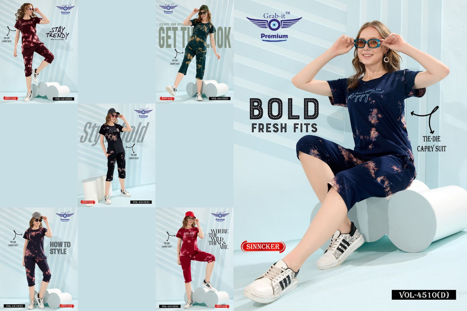 Tie Die Vol 4510 D Grab It Sinker Capri Night Suits Exporter India