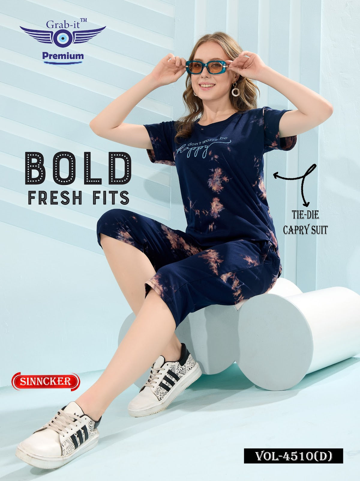 Tie Die Vol 4510 D Grab It Sinker Capri Night Suits Exporter India