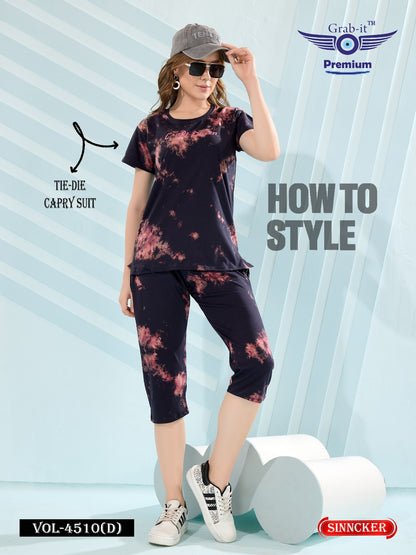 Tie Die Vol 4510 D Grab It Sinker Capri Night Suits Exporter India