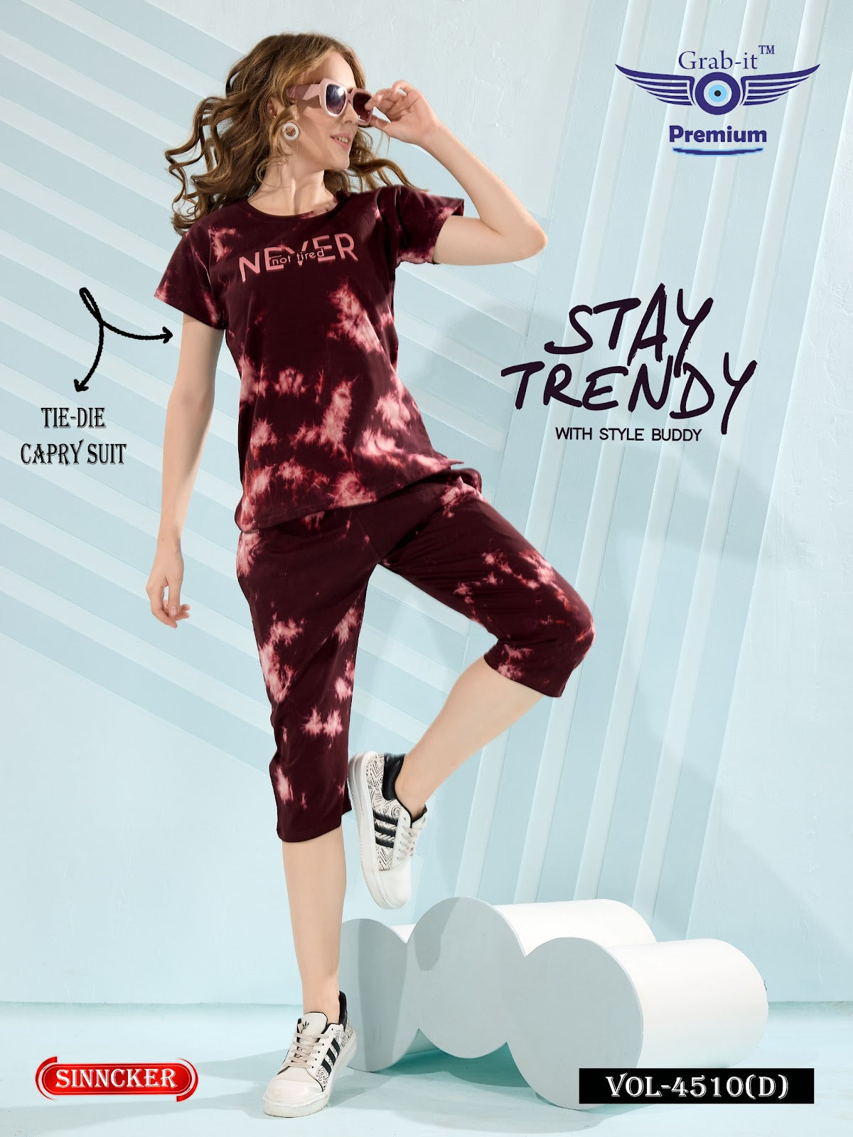 Tie Die Vol 4510 D Grab It Sinker Capri Night Suits Exporter India