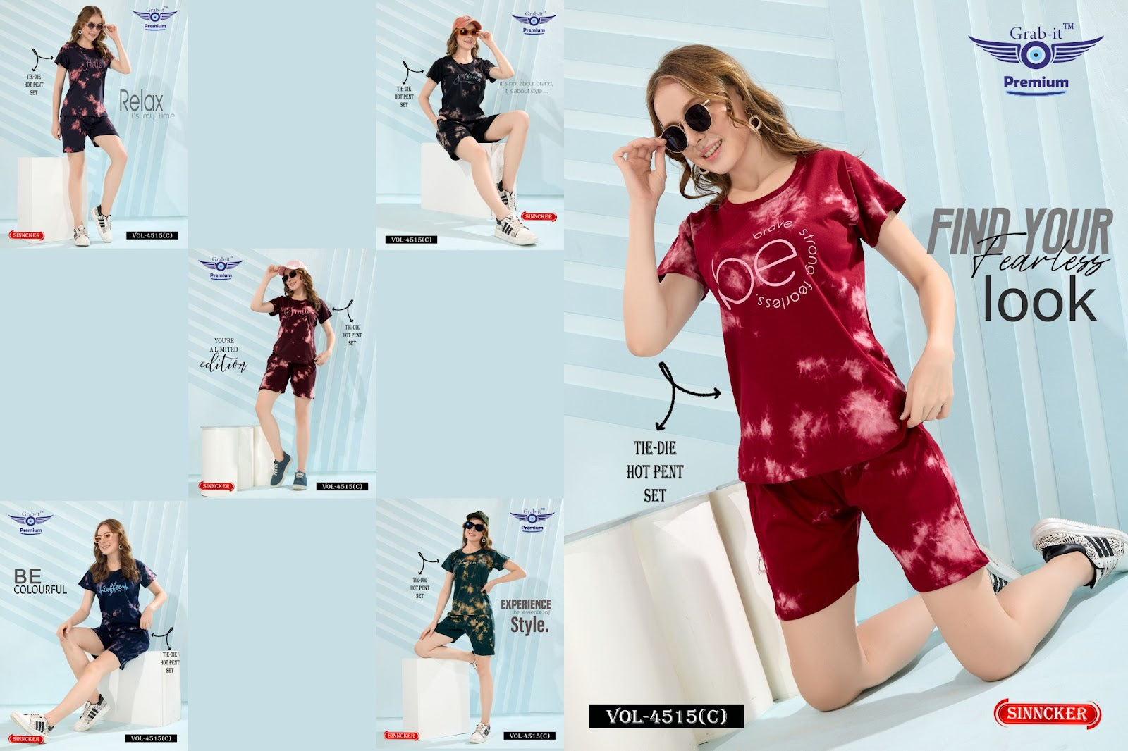 Tie Die Vol 4515 C Grab It Sinker Shorts Night Suits Manufacturer