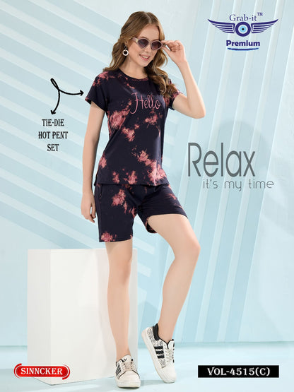 Tie Die Vol 4515 C Grab It Sinker Shorts Night Suits Manufacturer