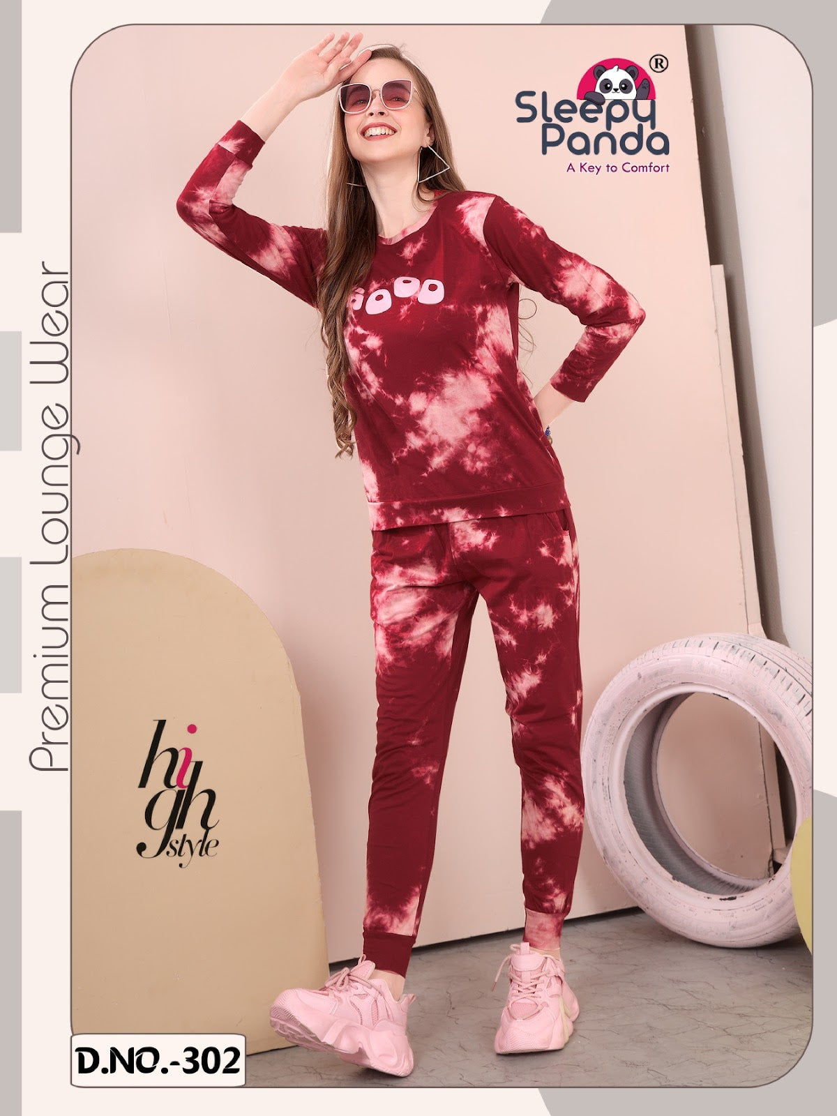 Tie Dye 302 Krisha Sleepy Panda Cotton Full Sleeve Night Suits Wholesaler India