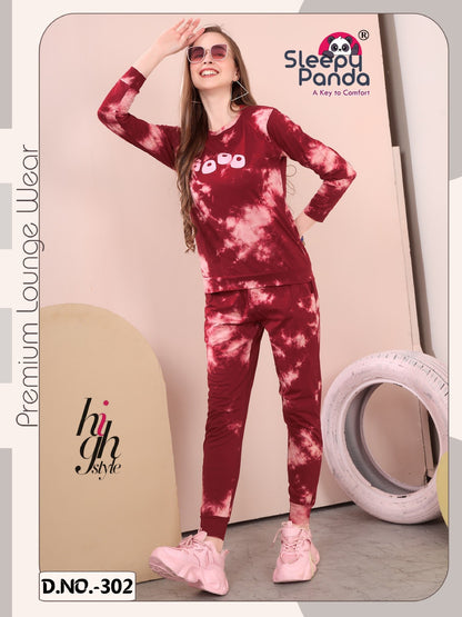 Tie Dye 302 Krisha Sleepy Panda Cotton Full Sleeve Night Suits Wholesaler India