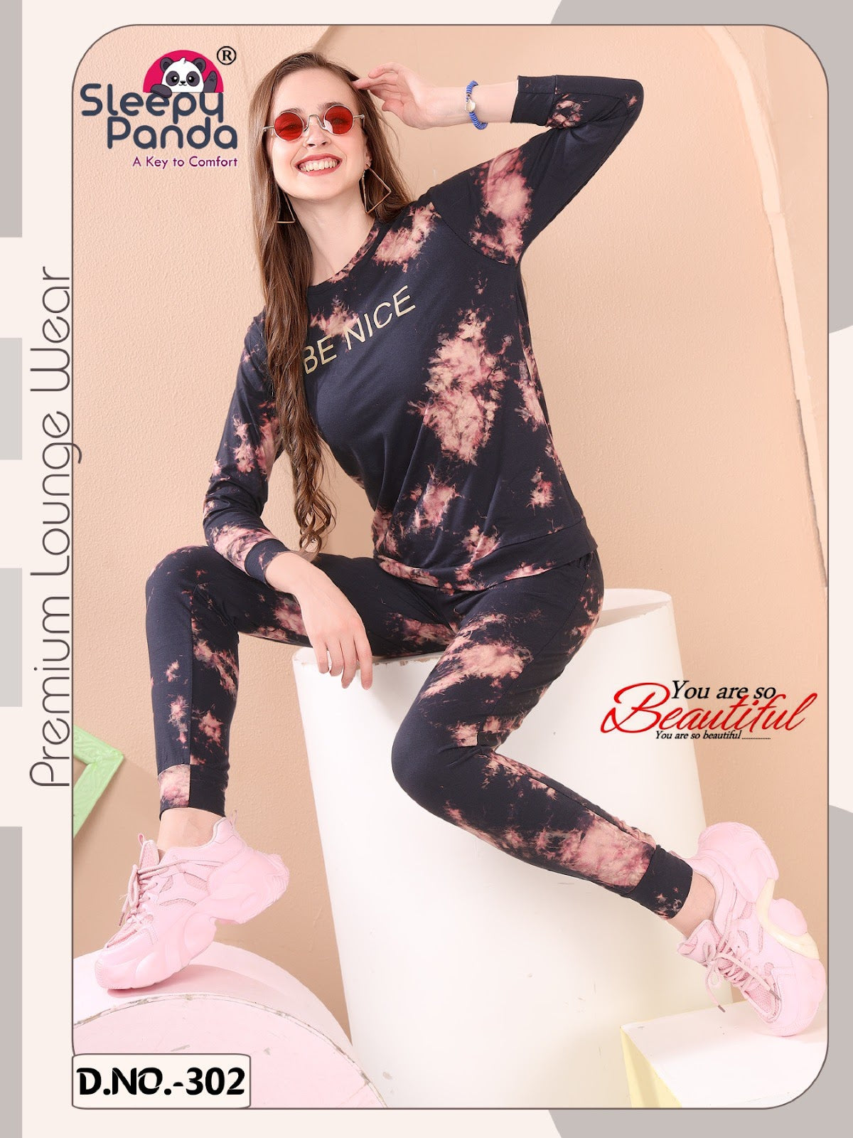 Tie Dye 302 Krisha Sleepy Panda Cotton Full Sleeve Night Suits Wholesaler India