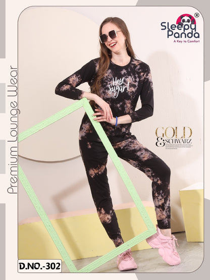 Tie Dye 302 Krisha Sleepy Panda Cotton Full Sleeve Night Suits Wholesaler India