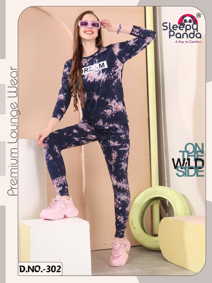 Tie Dye 302 Krisha Sleepy Panda Cotton Full Sleeve Night Suits Wholesaler India
