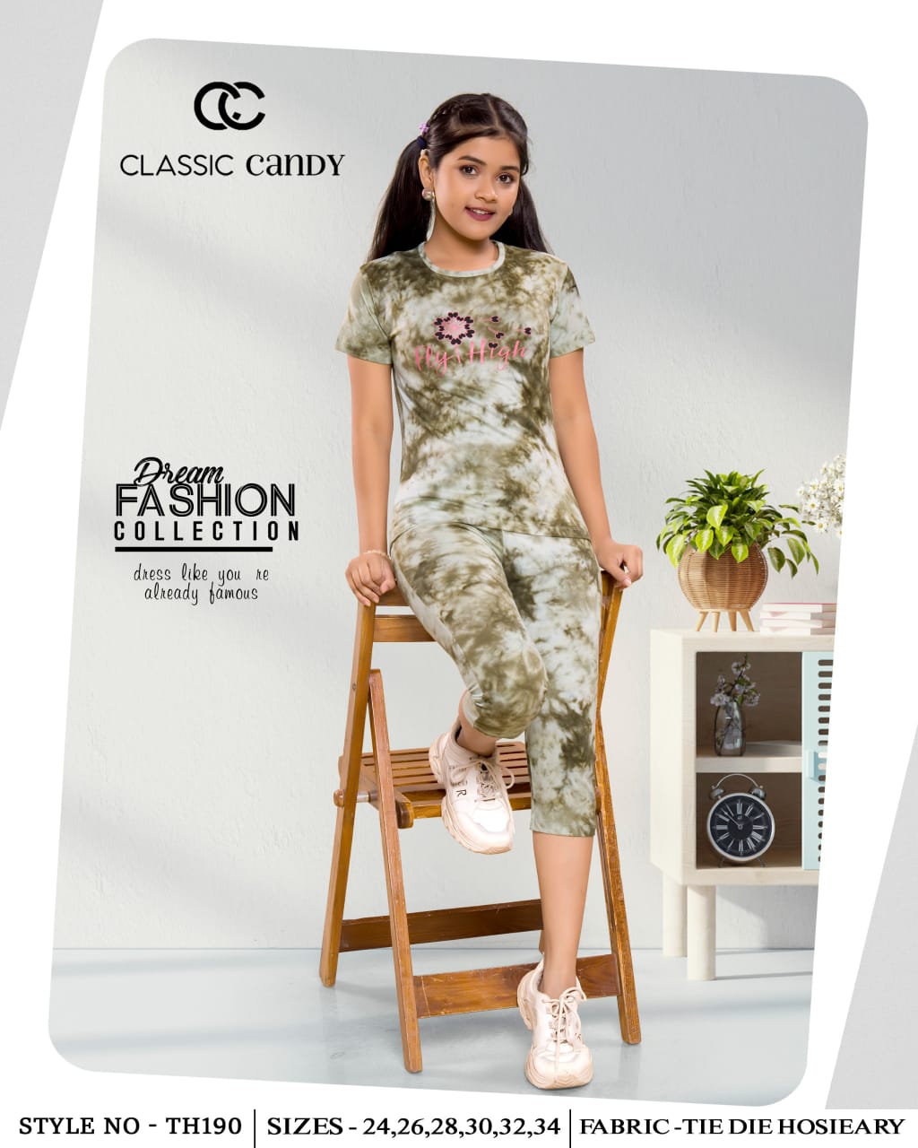 Tie Dye Th190 Classic Candy Tie Dye Girls Capri Night Suits Manufacturer Ahmedabad