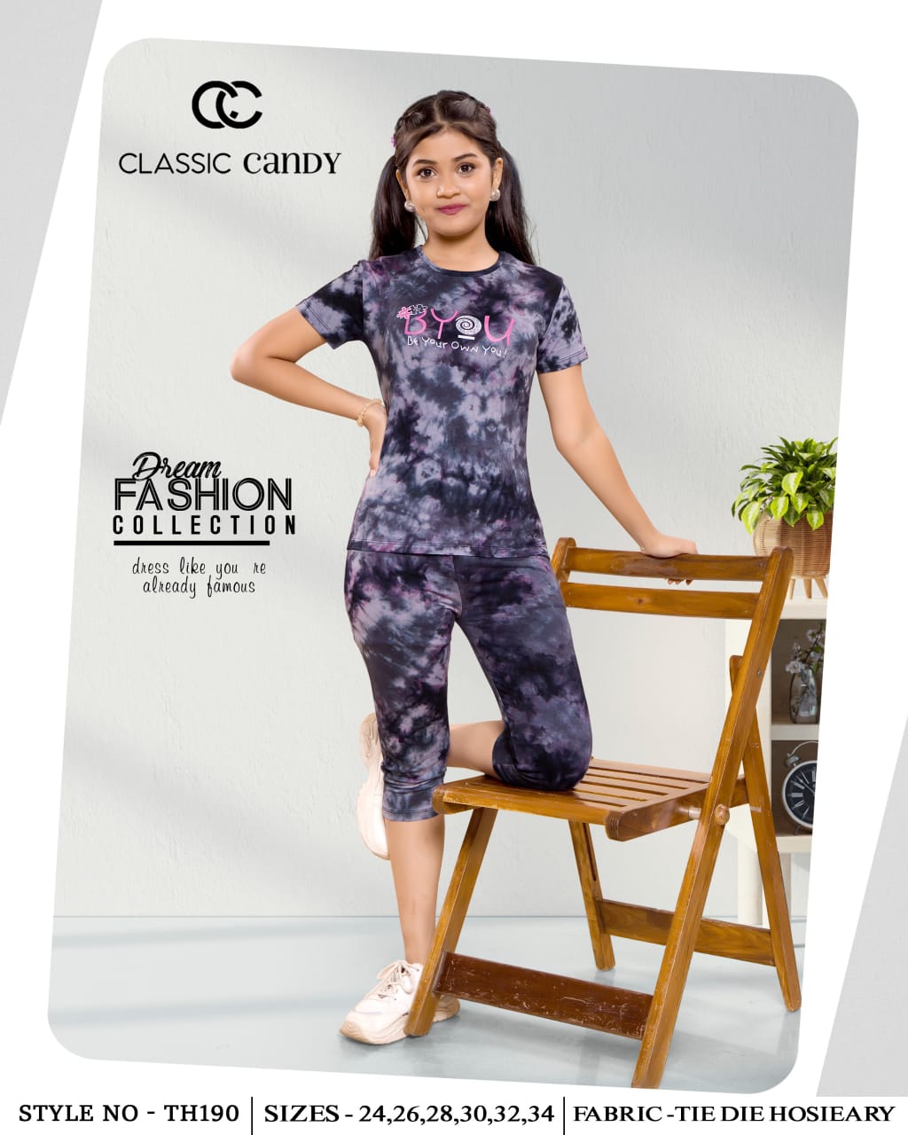 Tie Dye Th190 Classic Candy Tie Dye Girls Capri Night Suits Manufacturer Ahmedabad