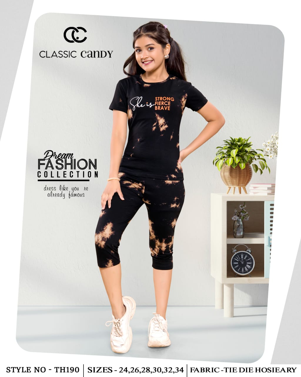 Tie Dye Th190 Classic Candy Tie Dye Girls Capri Night Suits Manufacturer Ahmedabad