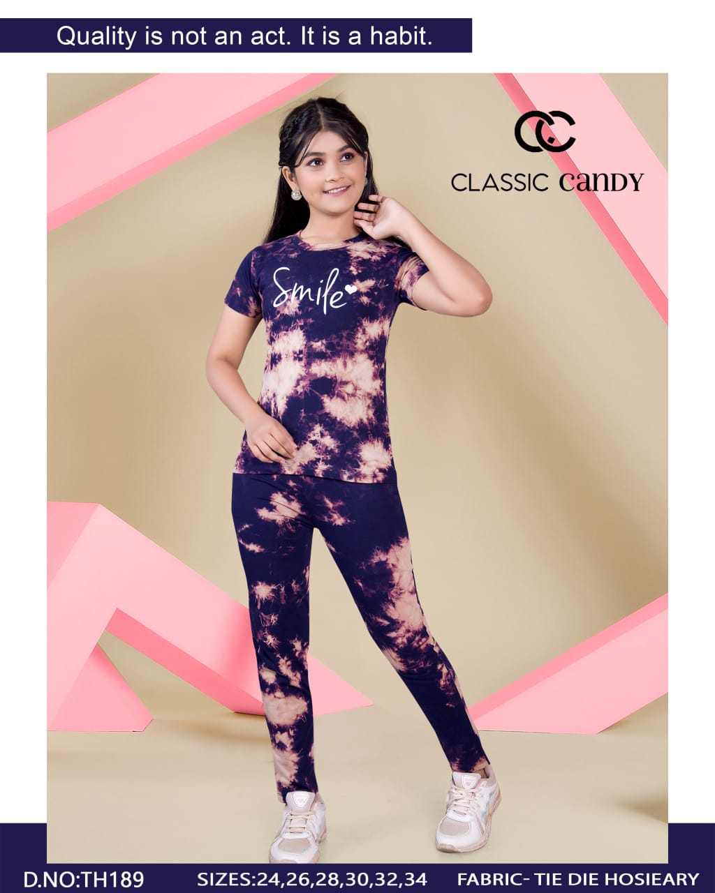 Tie Dye Th 189 Classic Candy Hosiery Girls Co Ord Set Exporter Ahmedabad