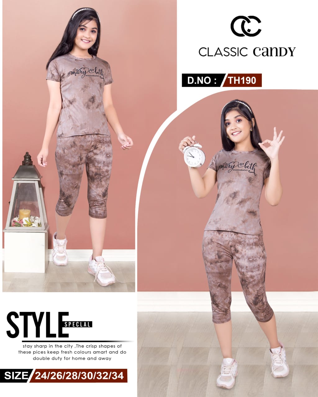 Tie Dye Th 190 Classic Candy Hosiery Girls Capri Night Suits Wholesaler Ahmedabad