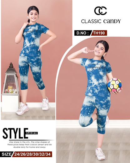 Tie Dye Th 190 Classic Candy Hosiery Girls Capri Night Suits Wholesaler Ahmedabad