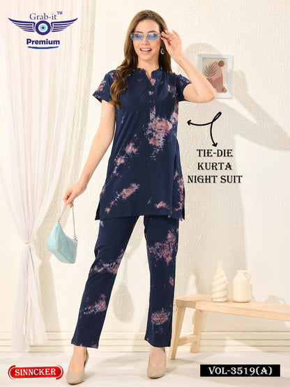 Tie Dye Vol 3519 A Grab It Sinker Kurta Night Suits Manufacturer Ahmedabad