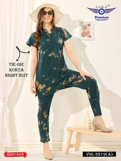 Tie Dye Vol 3519 A Grab It Sinker Kurta Night Suits Manufacturer Ahmedabad