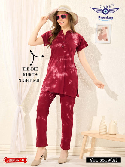 Tie Dye Vol 3519 A Grab It Sinker Kurta Night Suits Manufacturer Ahmedabad