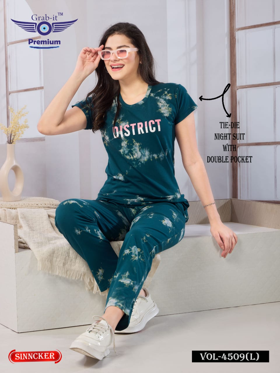 Tie Dye Vol 4509 L Grab It Sinker Pyjama Night Suits Supplier Ahmedabad