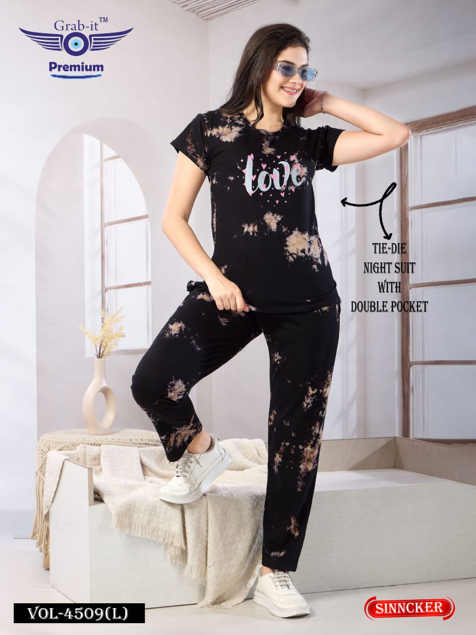 Tie Dye Vol 4509 L Grab It Sinker Pyjama Night Suits Supplier Ahmedabad