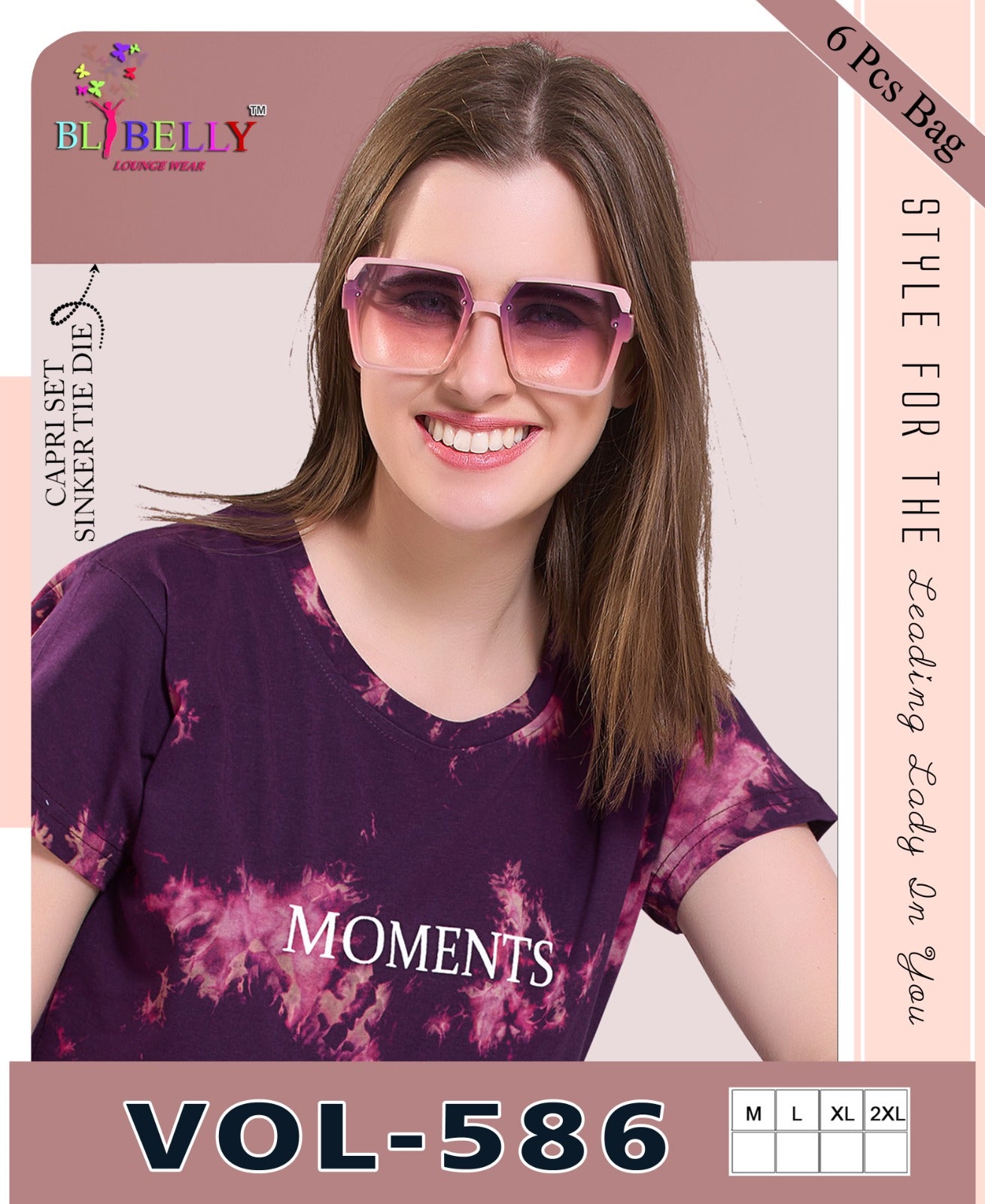 Tie Dye Vol 586 Belly Sinker Capri Night Suits Supplier