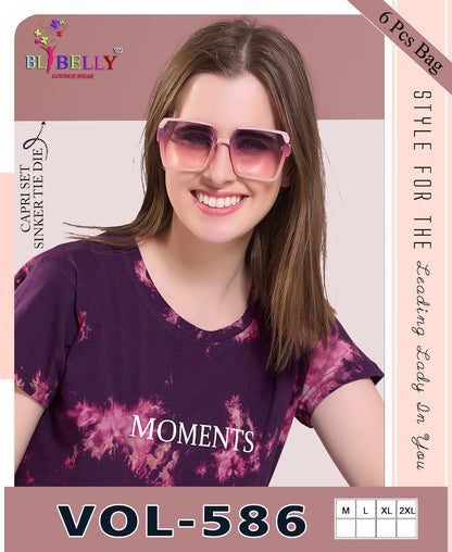 Tie Dye Vol 586 Belly Sinker Capri Night Suits Supplier