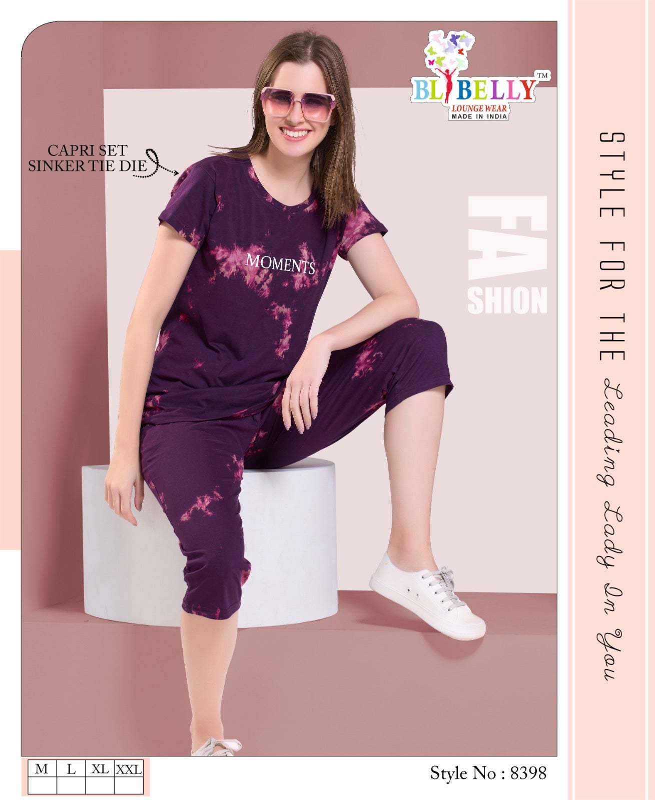 Tie Dye Vol 586 Belly Sinker Capri Night Suits Supplier