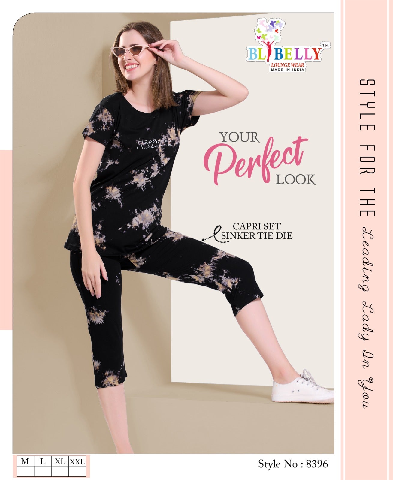 Tie Dye Vol 586 Belly Sinker Capri Night Suits Supplier