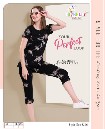 Tie Dye Vol 586 Belly Sinker Capri Night Suits Supplier