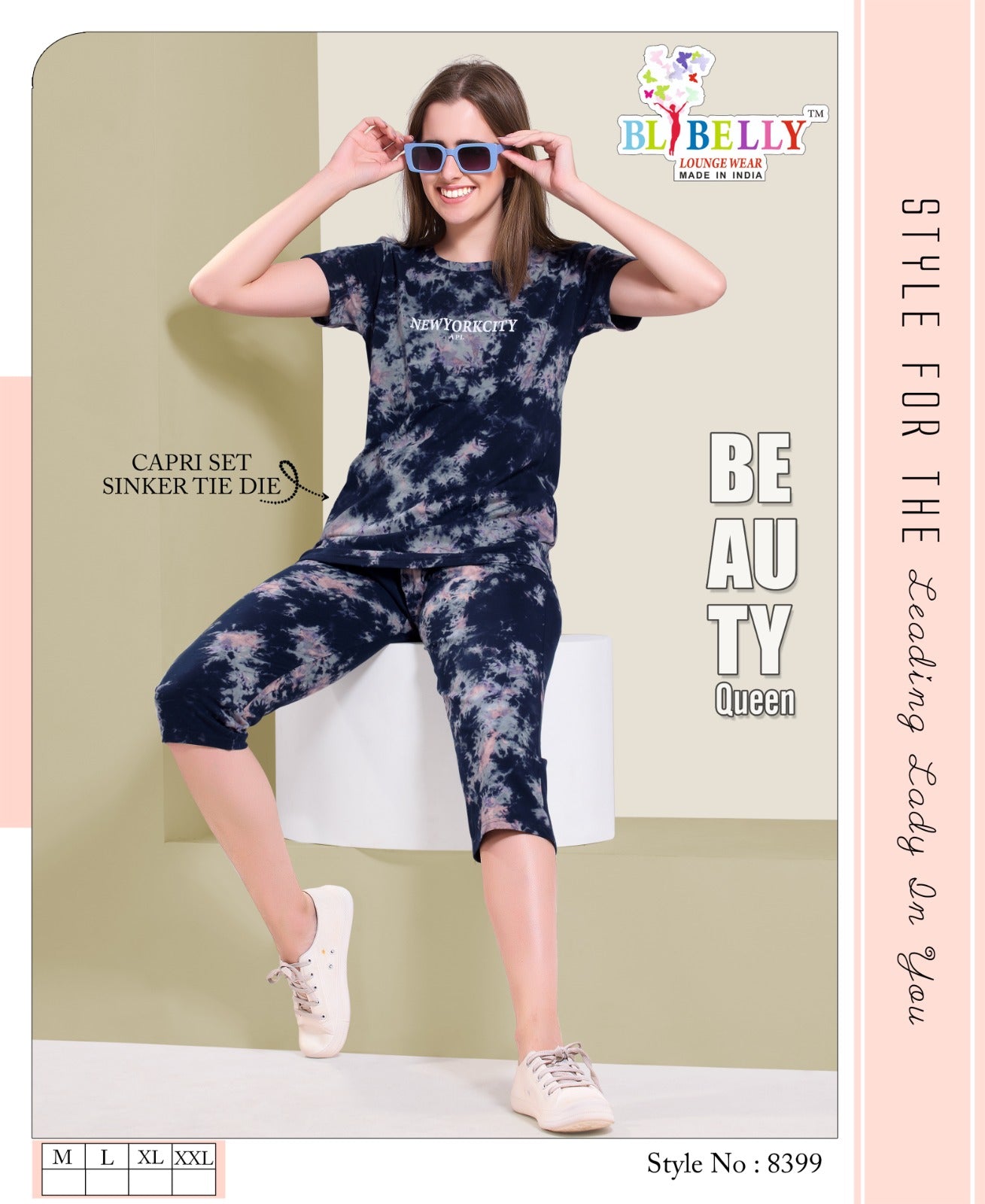Tie Dye Vol 586 Belly Sinker Capri Night Suits Supplier