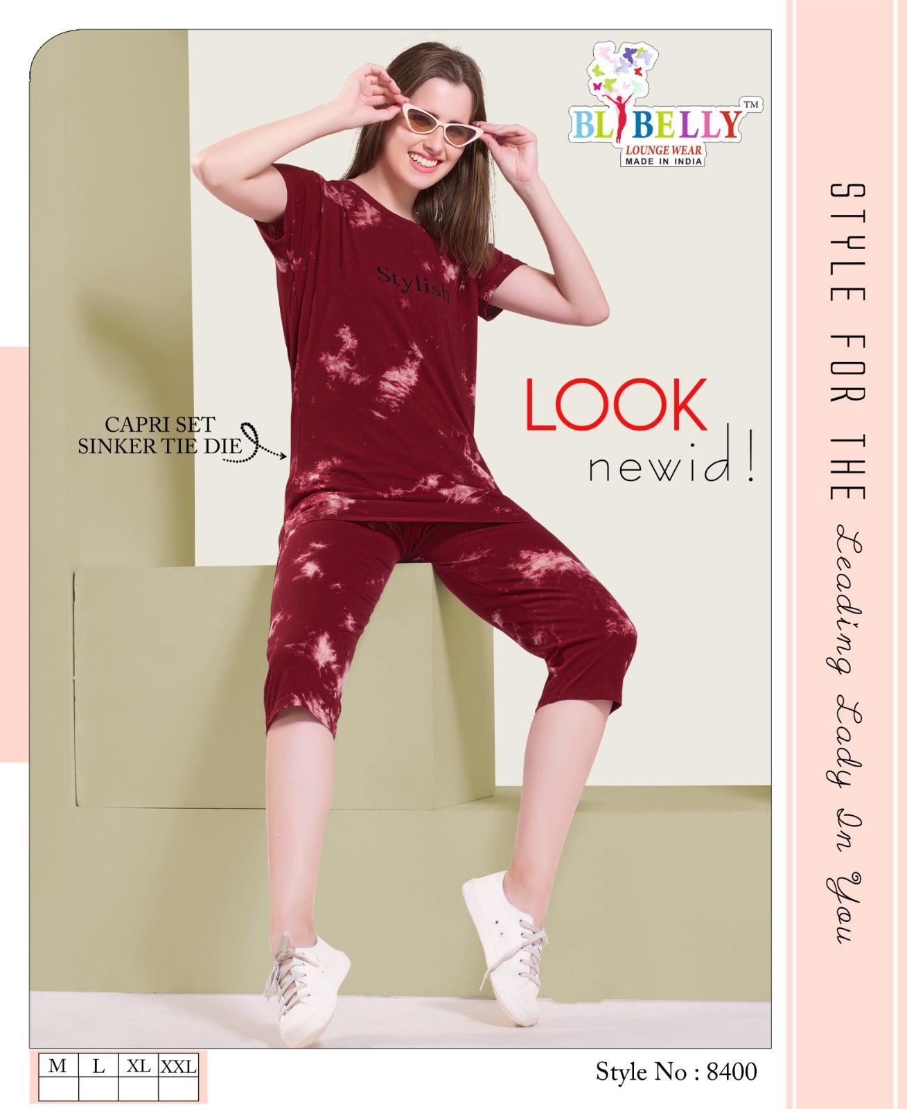 Tie Dye Vol 586 Belly Sinker Capri Night Suits Supplier