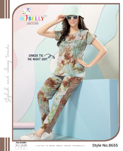 Tie Dye Vol 630 Belly Sinker Pyjama Night Suits Wholesale Rate