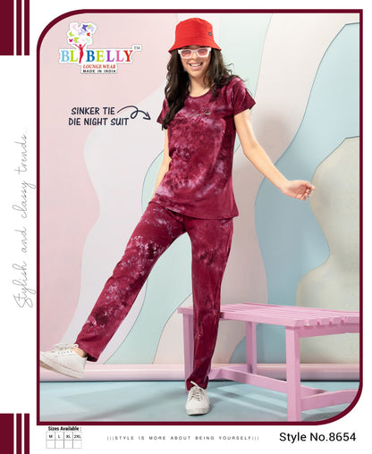 Tie Dye Vol 630 Belly Sinker Pyjama Night Suits Wholesale Rate