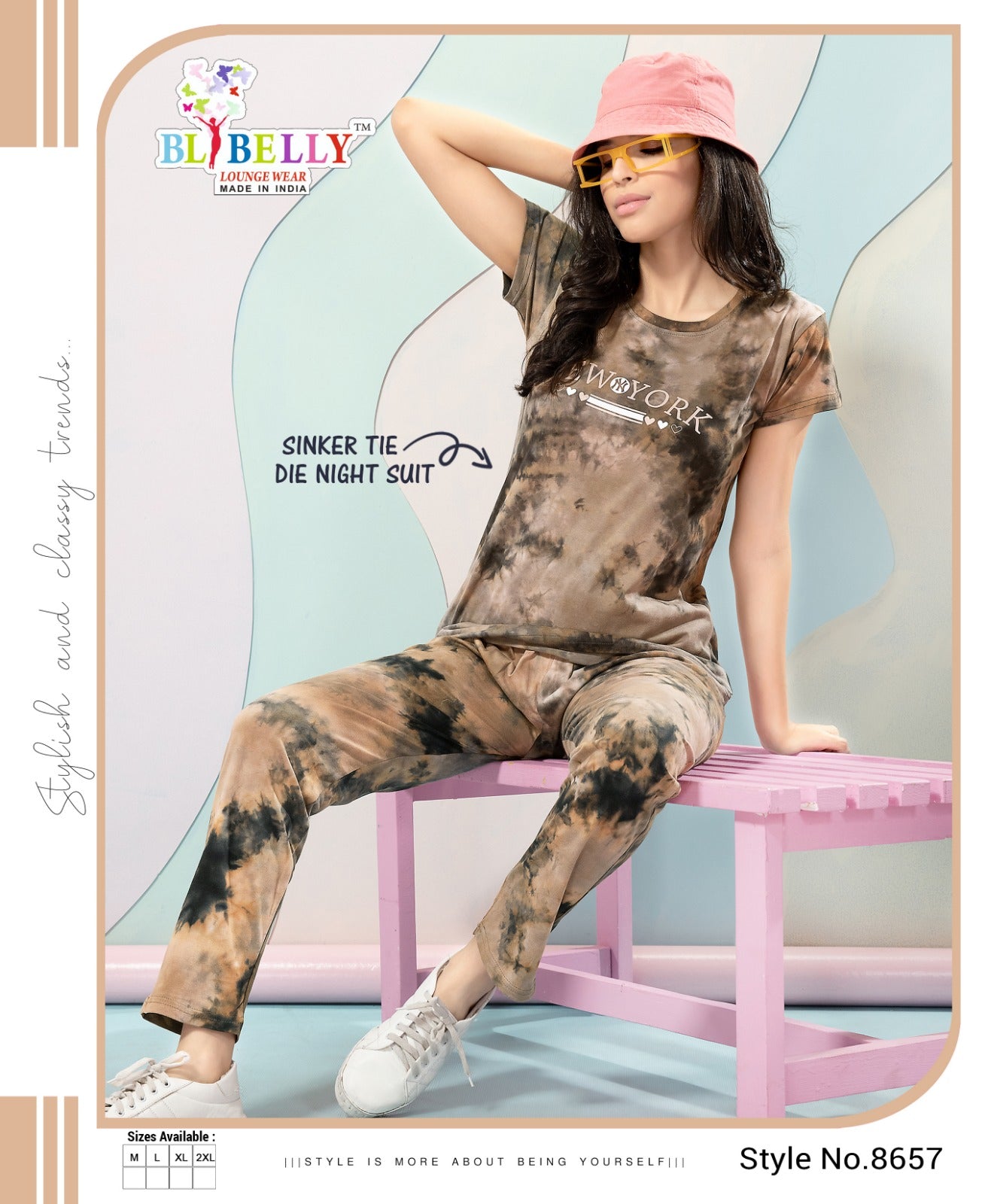 Tie Dye Vol 630 Belly Sinker Pyjama Night Suits Wholesale Rate