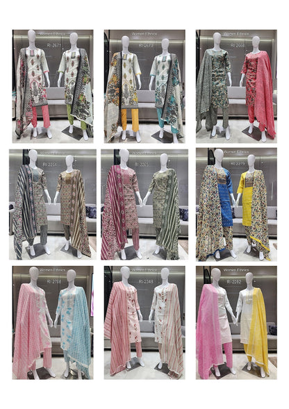 Tie Neck 050425 Women Ethnics Readymade Cotton Pant Suits Wholesale Rate