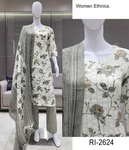 Tie Neck 050425 Women Ethnics Readymade Cotton Pant Suits Wholesale Rate