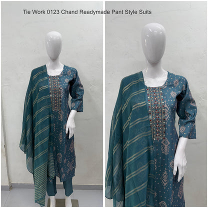 Tie Work 0123 Chand Vetican Silk Readymade Pant Style Suits Supplier Gujarat