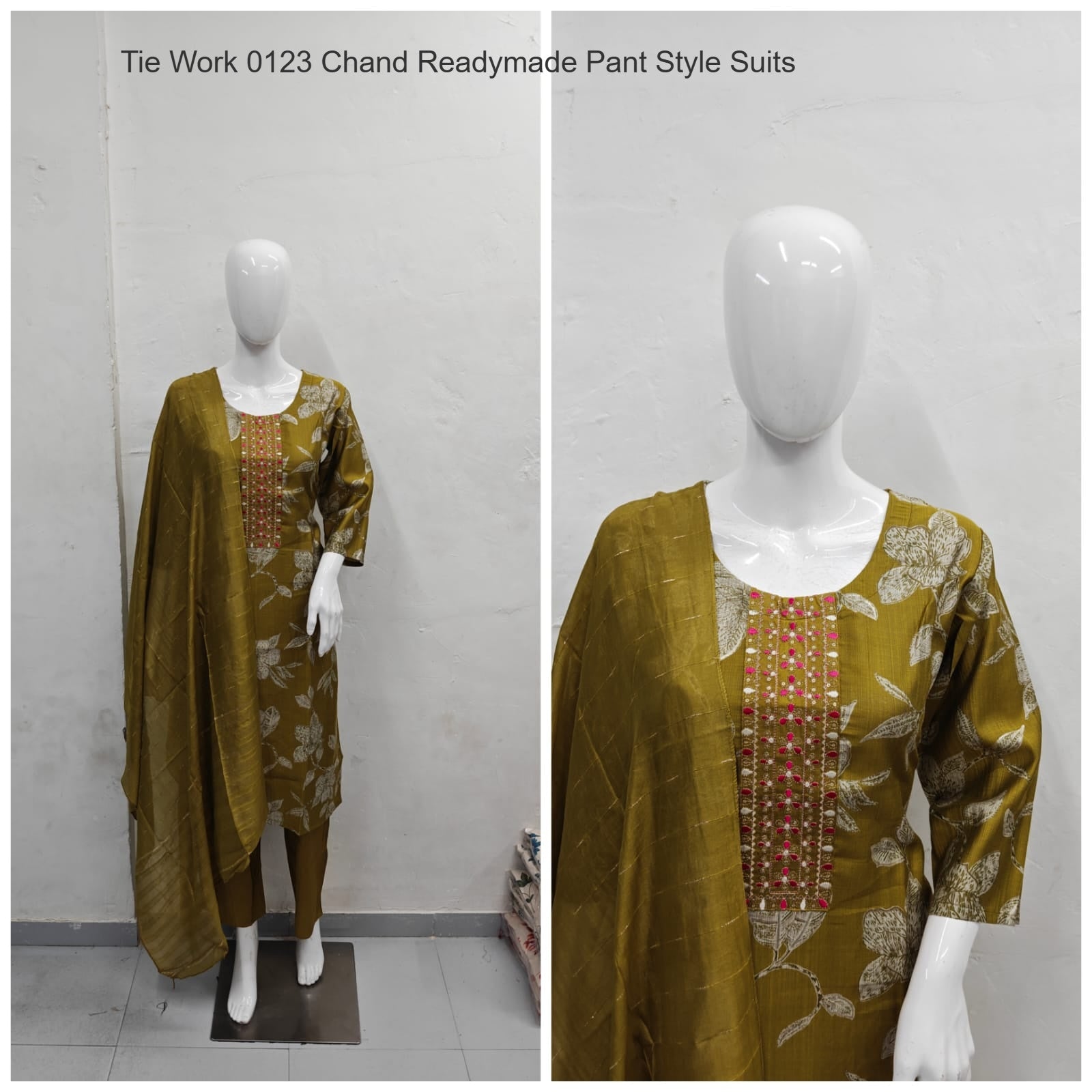 Tie Work 0123 Chand Vetican Silk Readymade Pant Style Suits Supplier Gujarat