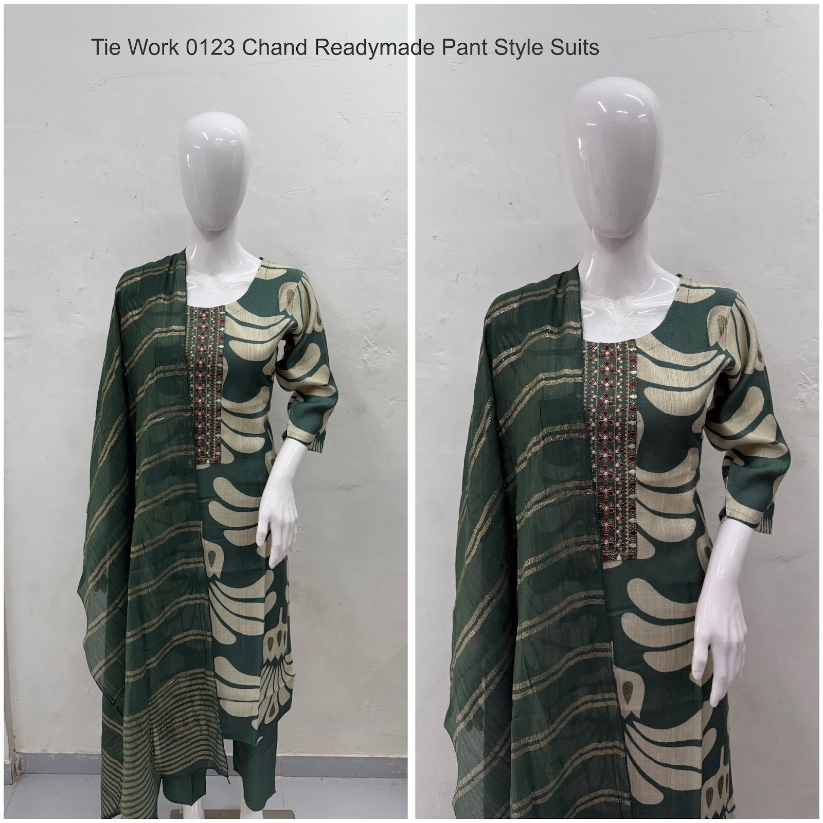 Tie Work 0123 Chand Vetican Silk Readymade Pant Style Suits Supplier Gujarat
