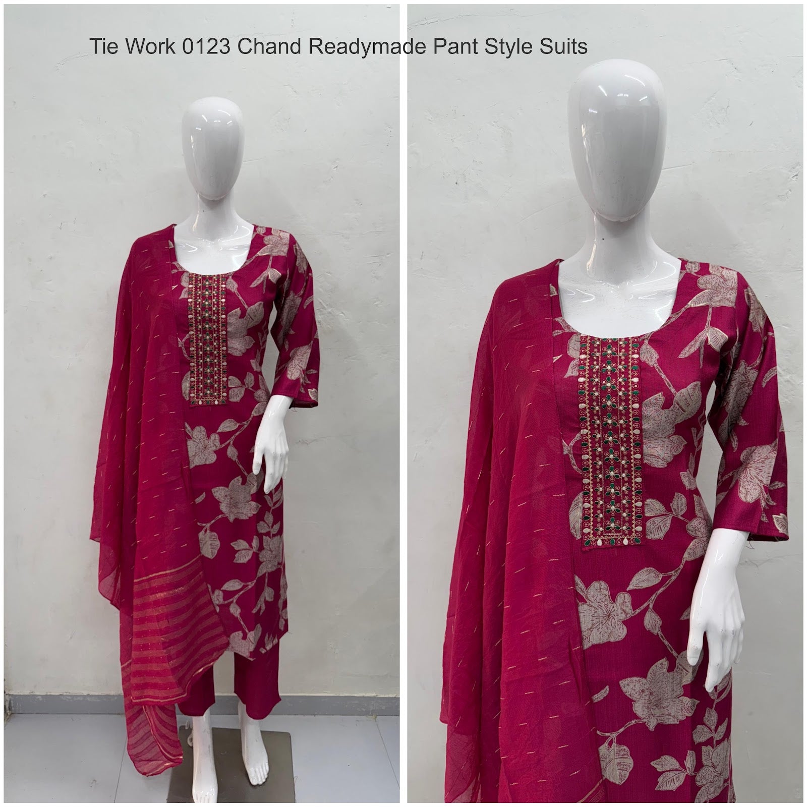 Tie Work 0123 Chand Vetican Silk Readymade Pant Style Suits Supplier Gujarat