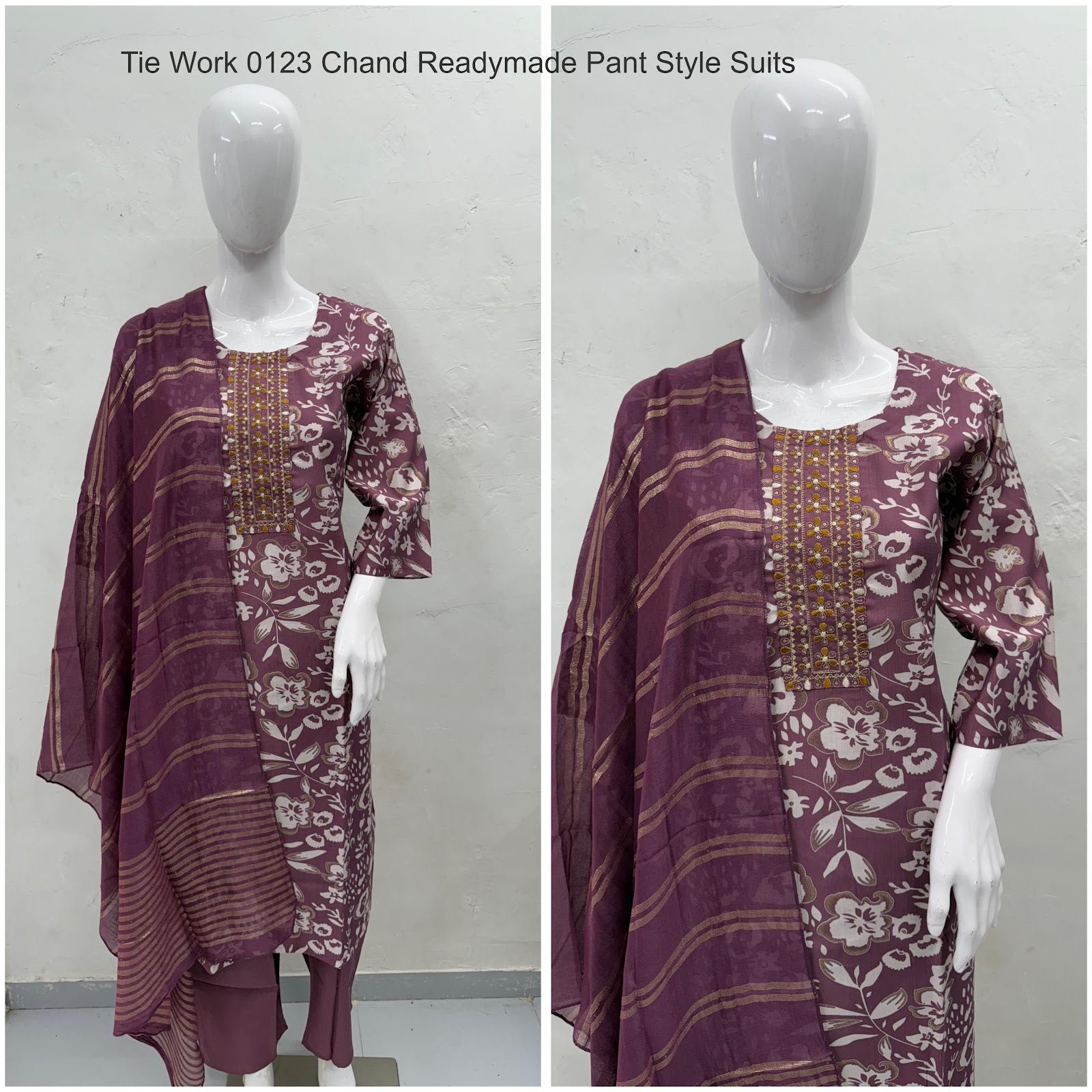 Tie Work 0123 Chand Vetican Silk Readymade Pant Style Suits Supplier Gujarat