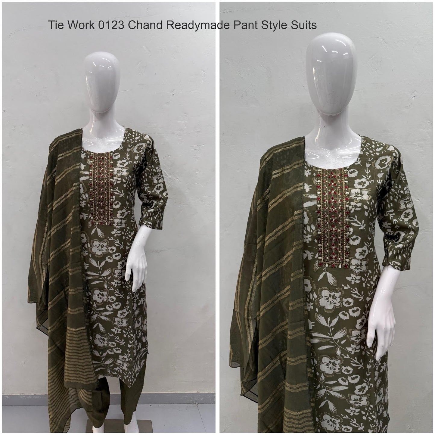 Tie Work 0123 Chand Vetican Silk Readymade Pant Style Suits Supplier Gujarat