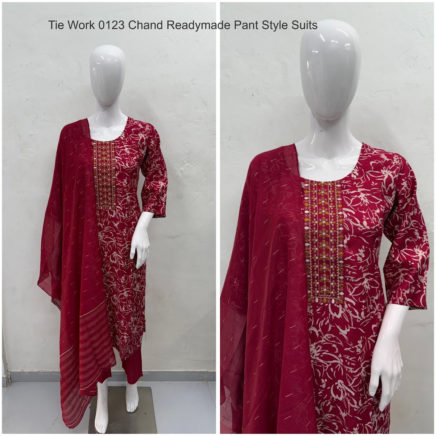 Tie Work 0123 Chand Vetican Silk Readymade Pant Style Suits Supplier Gujarat