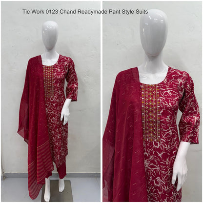 Tie Work 0123 Chand Vetican Silk Readymade Pant Style Suits Supplier Gujarat